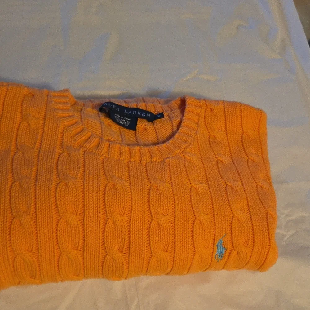 Ralph Lauren Vibrant Orange Cable Knit Sweater - Picture 3 of 6